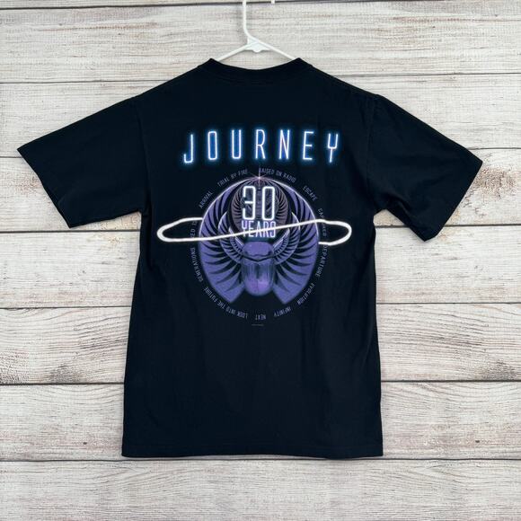 Vintage Y2K Journey 30 Year Anniversary Logo T-Shirt Adult Small Black Anvil - Picture 2 of 9